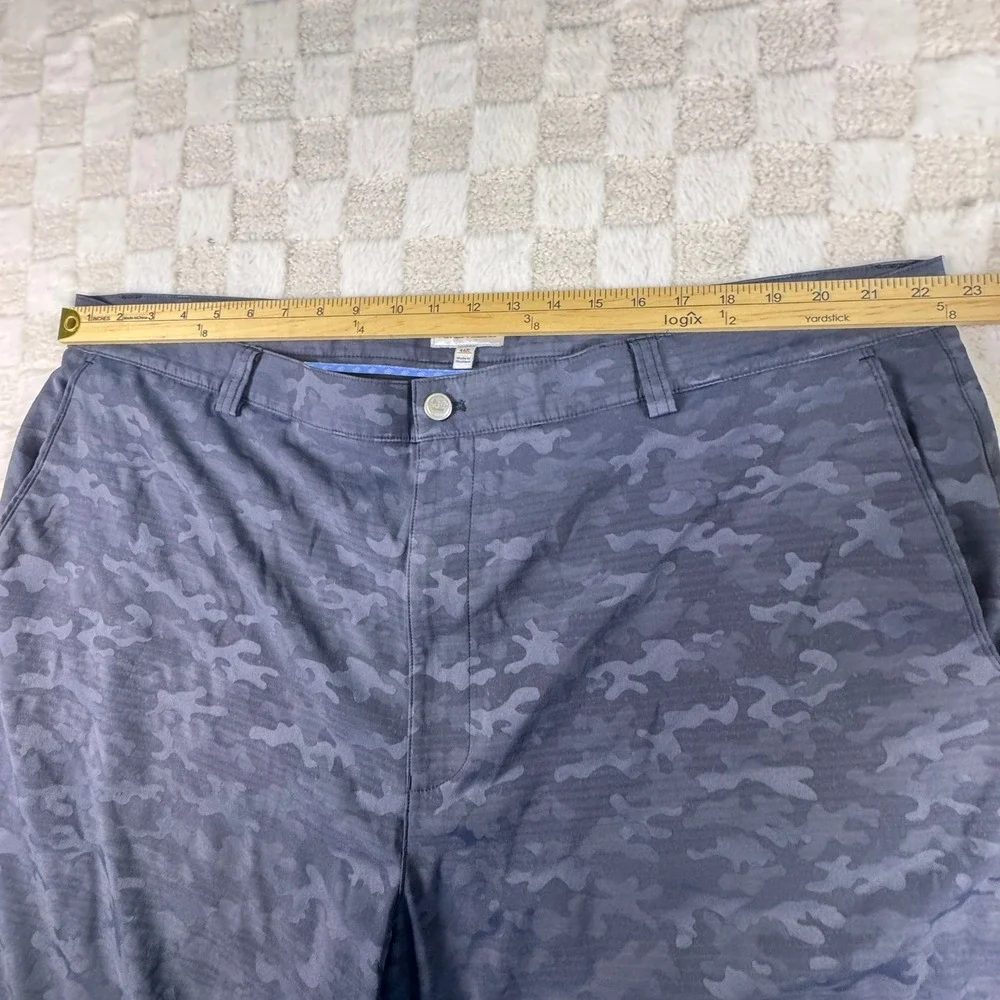 Peter Millar Mens 46R Navy Blue Camo Performance Golf Shorts Stretch Flat Front
